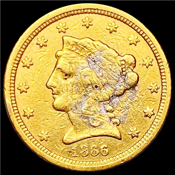 1866-S $2.50 Gold Quarter Eagle CLOSELY UNCIRCULATED
