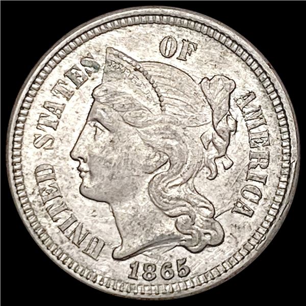 1865 Nickel Three Cent CLOSELY UNCIRCULATED