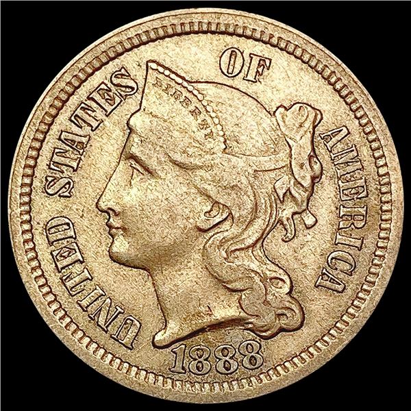 1888 Nickel Three Cent CLOSELY UNCIRCULATED