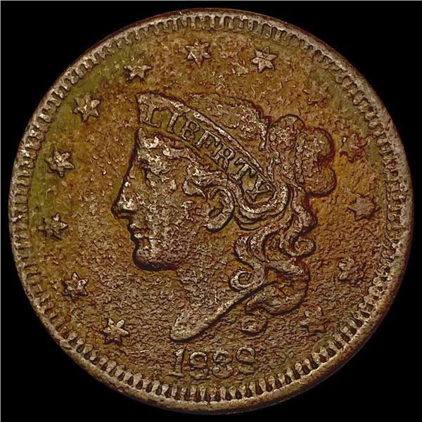 1838 Coronet Head Large Cent LIGHTLY CIRCULATED