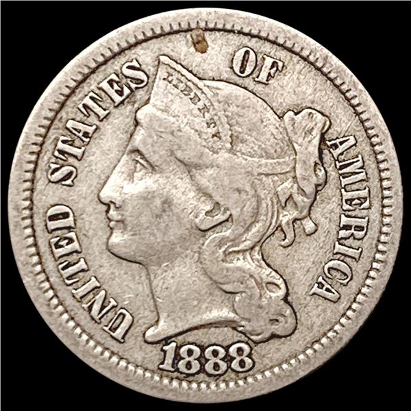 1888 Nickel Three Cent CLOSELY UNCIRCULATED