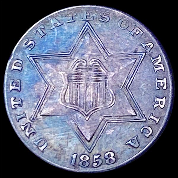 1858 Silver Three Cent CLOSELY UNCIRCULATED