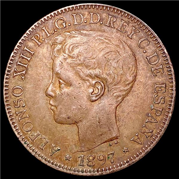 1897 Philippeans One Peso NEARLY UNCIRCULATED