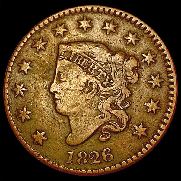 1826 Coronet Head Large Cent LIGHTLY CIRCULATED