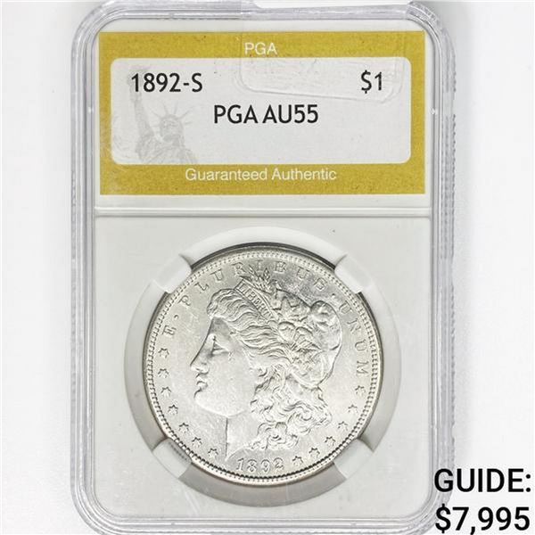 1892-S Morgan Silver Dollar PGA AU55