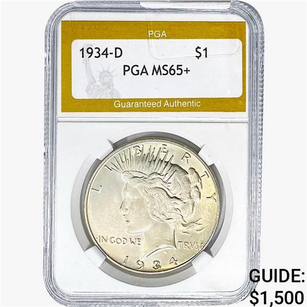 1934-D Silver Peace Dollar PGA MS65+