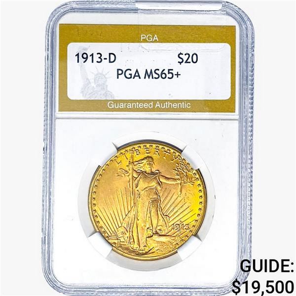 1913-D $20 Gold Double Eagle PGA MS65+