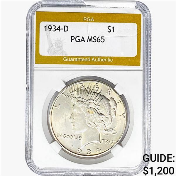 1934-D Silver Peace Dollar PGA MS65