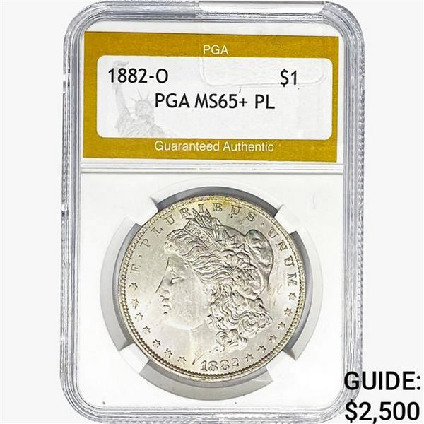 1882-O Morgan Silver Dollar PGA MS65+ PL