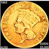 Image 1 : 1863 $3 Gold Piece CLOSELY UNCIRCULATED