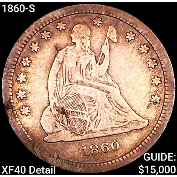 1860-S Seated Liberty Quarter NEARLY UNCIRCULATED