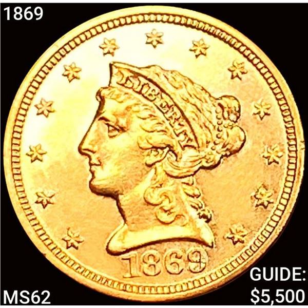 1869 $2.50 Gold Quarter Eagle UNCIRCULATED