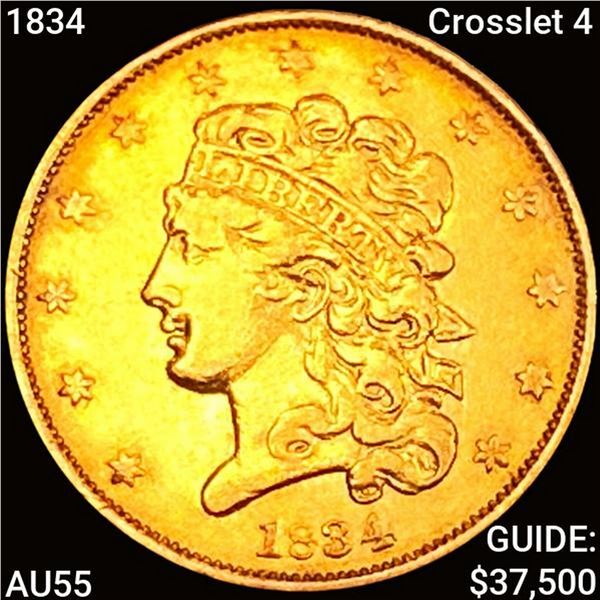1834 Crosslet 4 $5 Gold Half Eagle HIGH GRADE