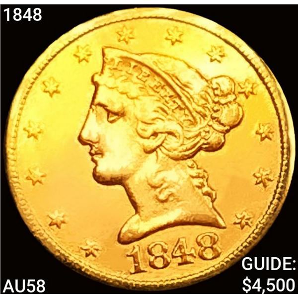 1848 $5 Gold Half Eagle CHOICE AU