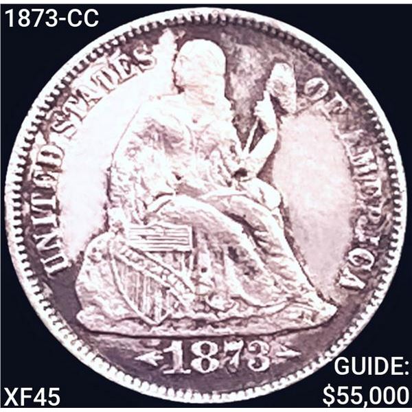 1873-CC Seated Liberty Dime NEARLY UNCIRCULATED
