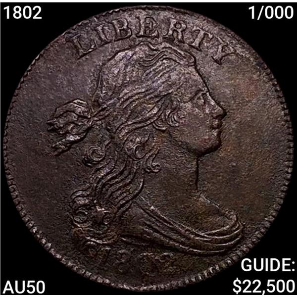 1802 1/000 Draped Bust Cent CLOSELY UNCIRCULATED