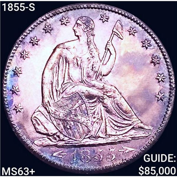 1855-S Seated Liberty Half Dollar CHOICE BU+