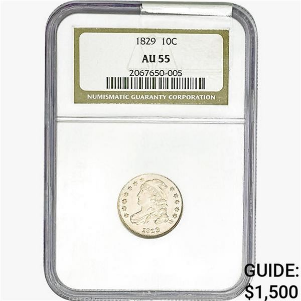 1829 Capped Bust Dime NGC AU55
