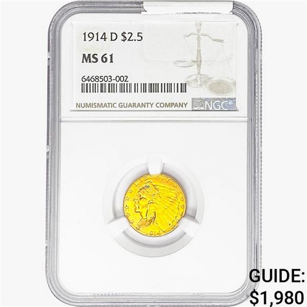 1914-D $2.50 Gold Quarter Eagle NGC MS61
