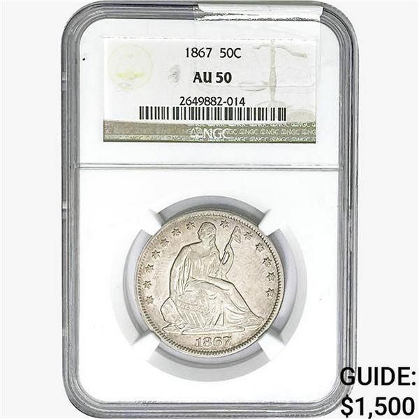 1867 Seated Liberty Half Dollar NGC AU50