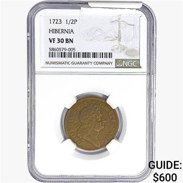1723 1/2 P Hibernia NGC VF30 BN