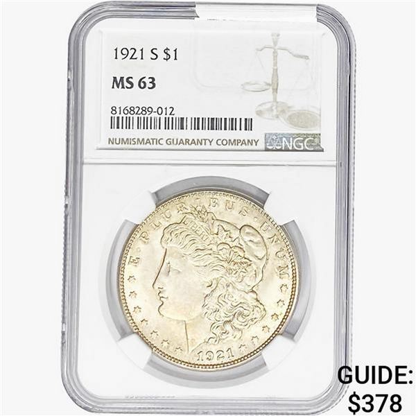1921-S Morgan Silver Dollar NGC MS63