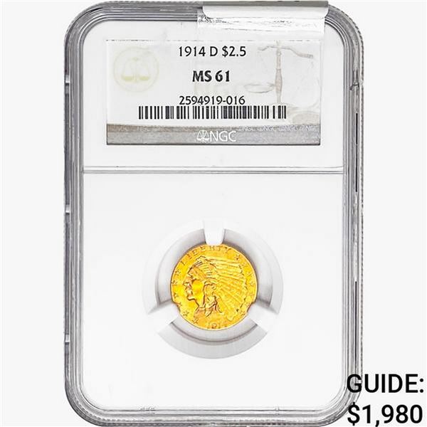 1914-D $2.50 Gold Quarter Eagle NGC MS61
