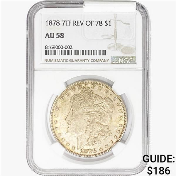 1878 REV78 Morgan Silver Dollar NGC AU58