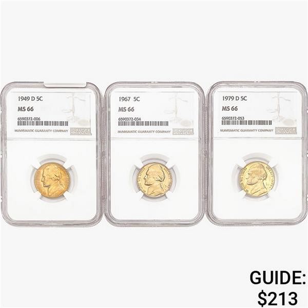 [3]1949-1979 Jefferson Nickel NGC MS66