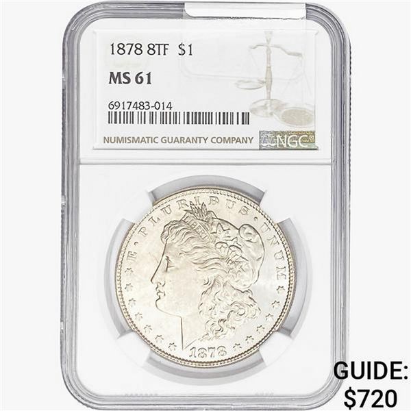 1878 8TF Morgan Silver Dollar NGC MS61