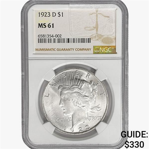 1923-D Silver Peace Dollar NGC MS61
