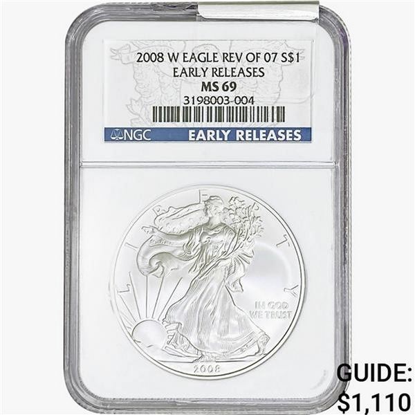 2008-W REV07 Silver Eagle NGC MS69