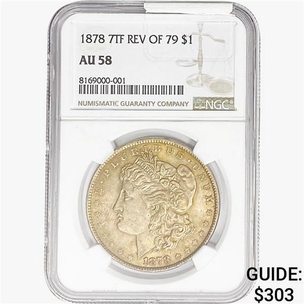 1878 REV 79 Morgan Silver Dollar NGC AU58