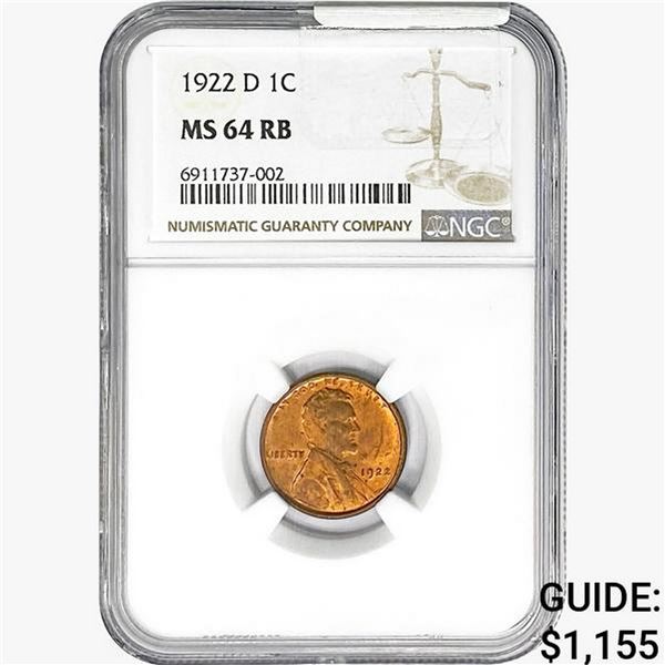 1922-D Wheat Cent NGC MS64 RB