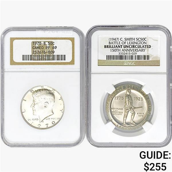 [2] Varied US Silver Coinage NGC PF/BU [1947, 1970-S]