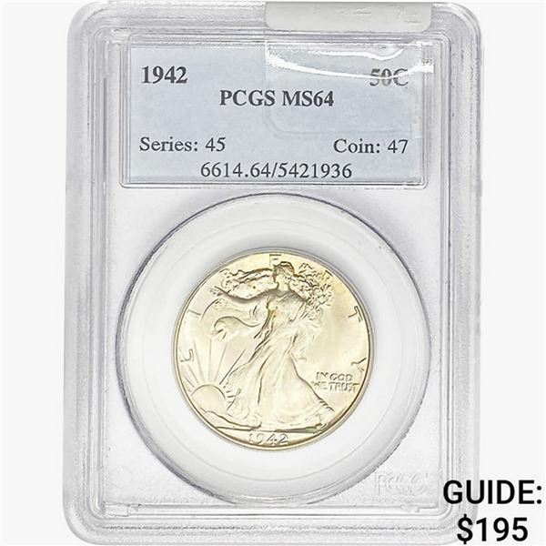1942 Walking Liberty Half Dollar PCGS MS64