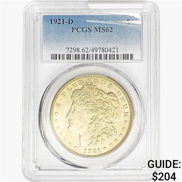 1921-D Morgan Silver Dollar PCGS MS62