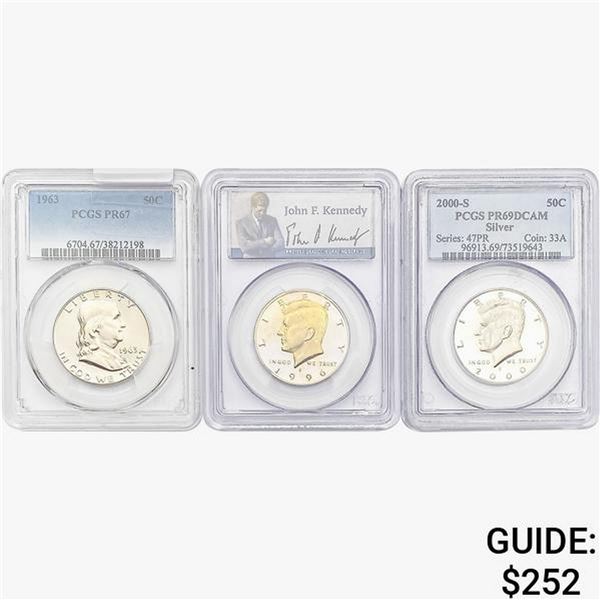 [3]1963-2000 Frankiln/Kennedy Half Dollars PCGS PR67-69