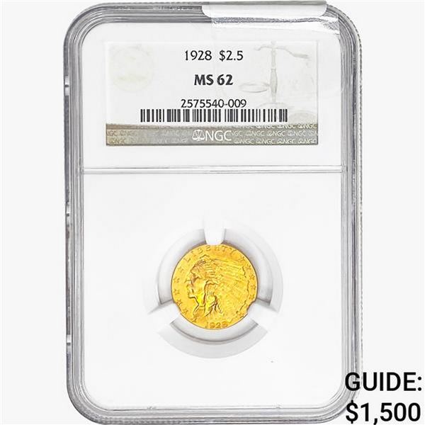 1928 $2.50 Gold Quarter Eagle NGC MS62