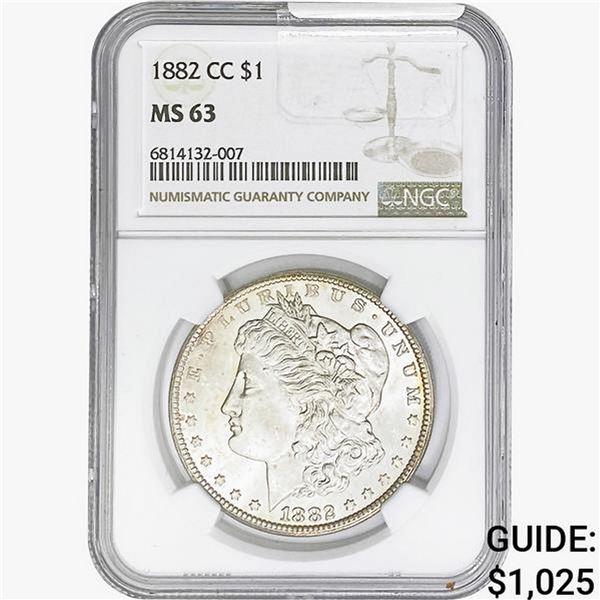 1882-CC Morgan Silver Dollar NGC MS63