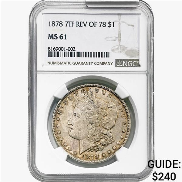 1878 REV78 Morgan Silver Dollar NGC MS61