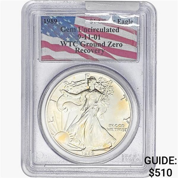 1989 Silver Eagle PCGS Gem UNC WTC Ground Zero