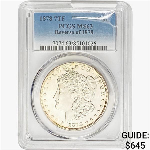 1878 REV78 Morgan Silver Dollar PCGS MS63
