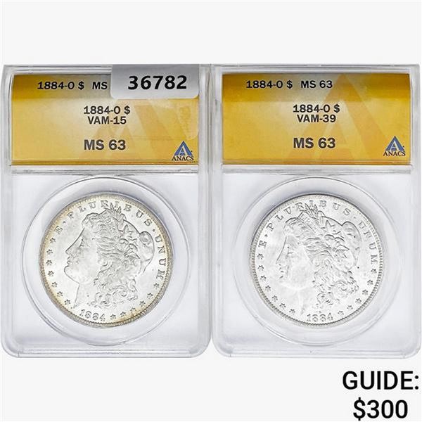 [2]1884-O Morgan Silver Dollar ANACS MS63 VAM-15/39