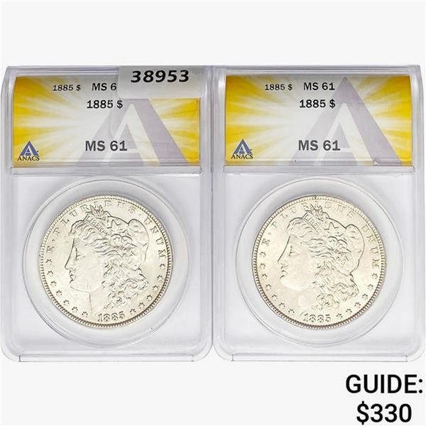 [2]1885 Morgan Silver Dollar ANACS MS61