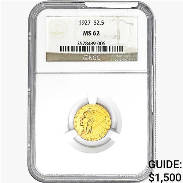 1927 $2.50 Gold Quarter Eagle NGC MS62