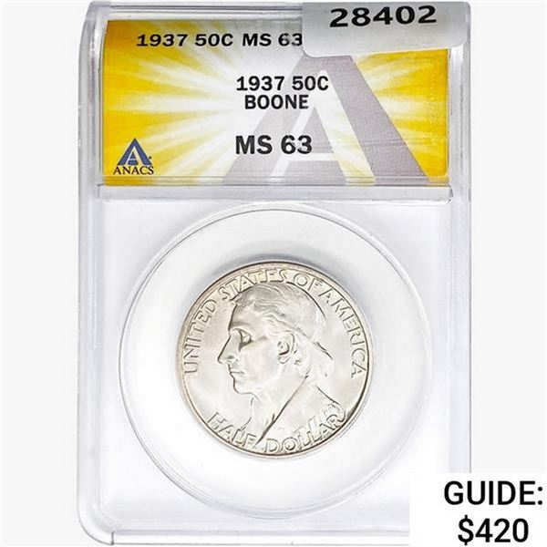 1937 Boone Half Dollar ANACS MS63