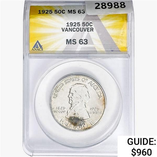 1925 Vancouver Half Dollar ANACS MS63