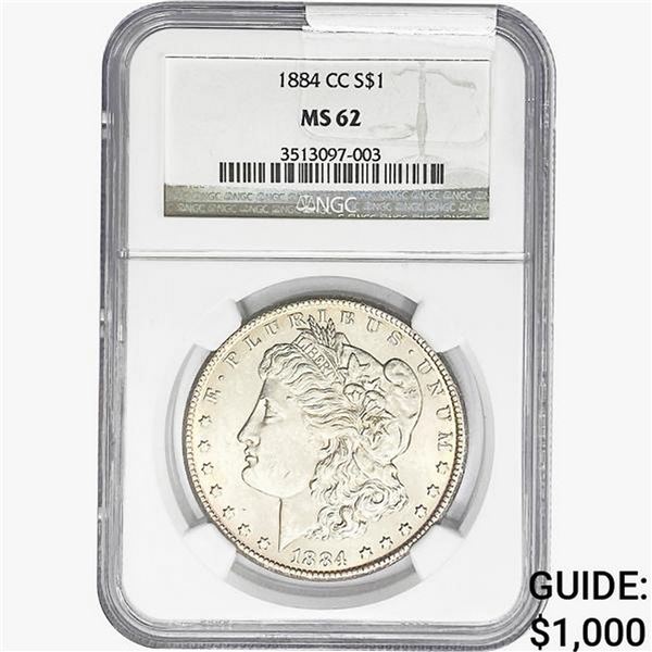 1884-CC Morgan Silver Dollar NGC MS62