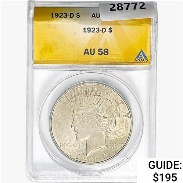1923-D Silver Peace Dollar ANACS AU58